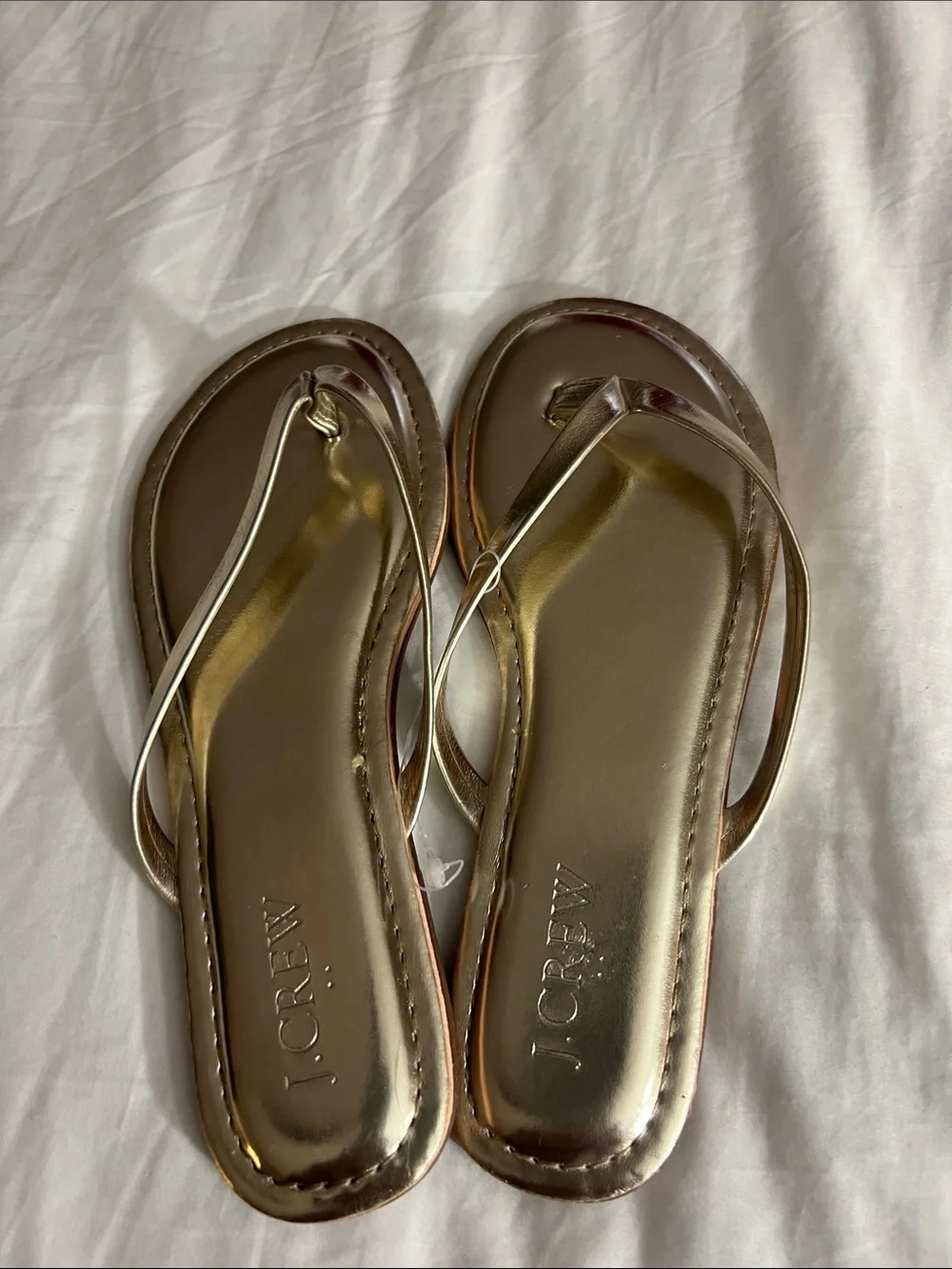 J. Crew Metallic Gold Thong Sandals